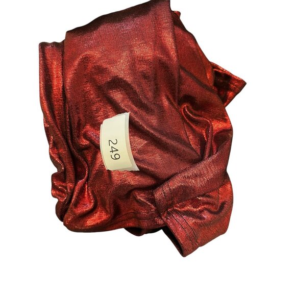 ✌️ 2/$40 ✌️ Red Shimmery Plunging Neck Ruched Body Con Dress sz L - Picture 7 of 8